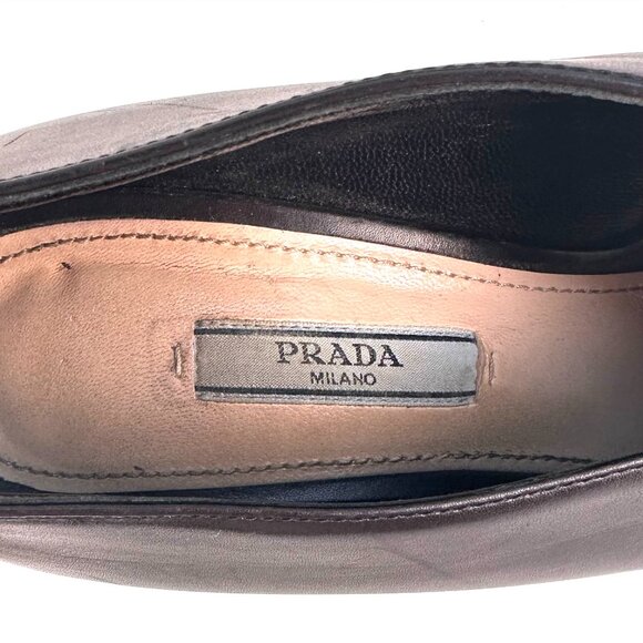 PRADA Black Leather Peep-Toe Ankle Booties - Size 39 - Picture 8 of 11